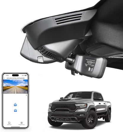 Mangoal 4K Dash Cam Custom fit for 5th Gen Dodge RAM 1500,2019 2020 2021 2022 2023 2024 (Model E), Rebel Big Horn Laramie Tradesman TRX Classic etc, UHD 2160P Video,OEM Look App & WiFi, GPS, 64GB Card