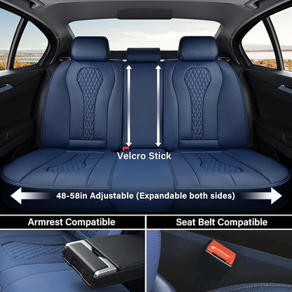 Coverado Car Seat Covers, Rear Car Protectors, Black Leather Seat Covers, 3-Piece Waterproof Automotive Seat Covers for Back Seats Universal Fit for SUVs & Cars, All-Weather Protection