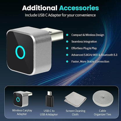 2026 Wireless CarPlay Adapter & Android Auto Dual System, Plug & Play Auto Connect Low Latency, USB-C Included, Compatible with Factory Wired CarPlay Cars for iPhone iOS 10+