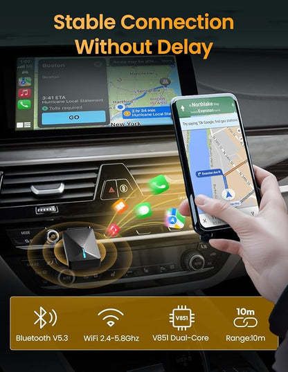 2026 Mini Wireless CarPlay Adapter for iPhone & Android Auto, Upgrade Convert Wired to Wireless, Plug and Play, Mini USB Design, Fast Stable Connection, CarPlay Wireless Adapter