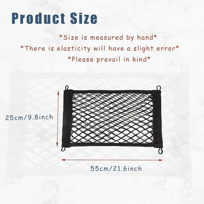2 Pcs Small Cargo Net, 21.6 ×9.8in Car Storage Net Pocket Automotive Cargo Nets Stretchable Cargo Net Storage Mesh Net with 8 Mounting Screws and Hooks Cargo Netting for SUV Car Truck