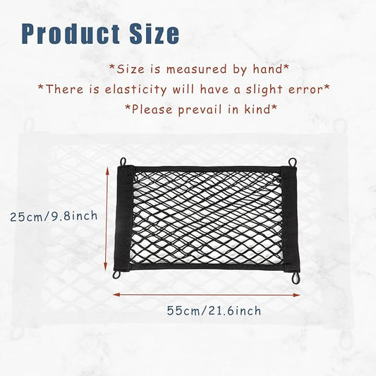 2 Pcs Small Cargo Net, 21.6 ×9.8in Car Storage Net Pocket Automotive Cargo Nets Stretchable Cargo Net Storage Mesh Net with 8 Mounting Screws and Hooks Cargo Netting for SUV Car Truck