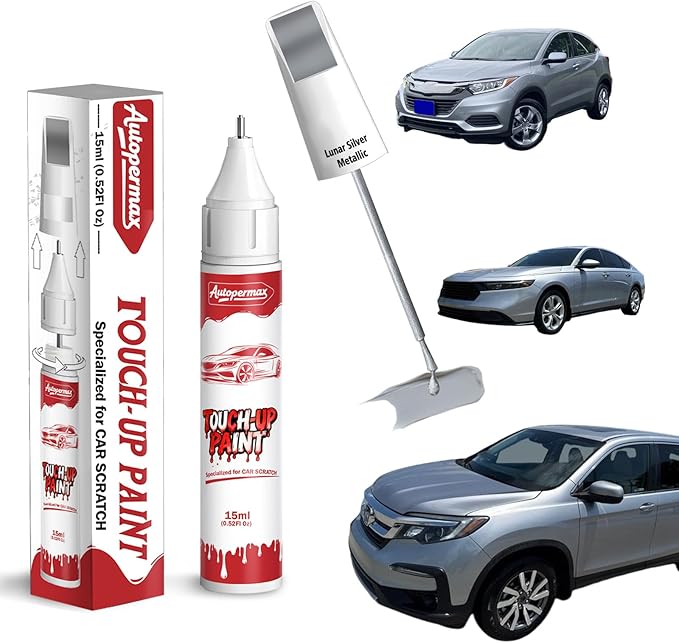 NH-830M Lunar Silver Metallic Car Touch Up Paint for Honda, Color Accurate Two-In-One Car Paint Scratch Repair Pen, Professional Scratch Remover for Vehicles Chips and Nicks Scuff
