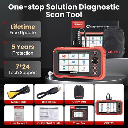 Launch OBD2 Scanner CRP123I V2.0,Scan Tool Upgrade of CRP123E/CRP129E for ABS/SRS/AT/ENG, FCA SGW, 7 Reset Services, Oil/Brake/BMS/SAS/DPF/ABS Bleeding/Throttle Adaption, Free Lifetime Upgrade