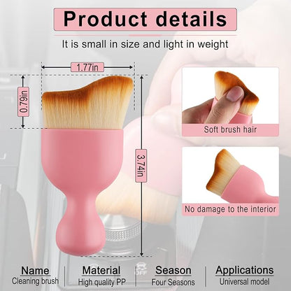GaRhomxy Car Detailing Brushes, Car Interior Dust Sweeping Soft Brush, Soft Bristles Brush Cleaning Tool for Automotive Dashboard, Air Conditioner Vents, Computer, Scratch Free(Pink)
