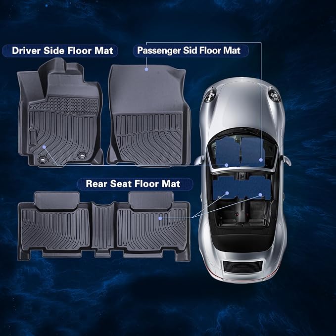 Floor Mats for 2013-2018 Toyota RAV4,All-Weather TPE Rubber Car Floor Mats Waterproof Odorless Anti-Slip 1st & 2nd Row Black (2013-2018 RAV4)