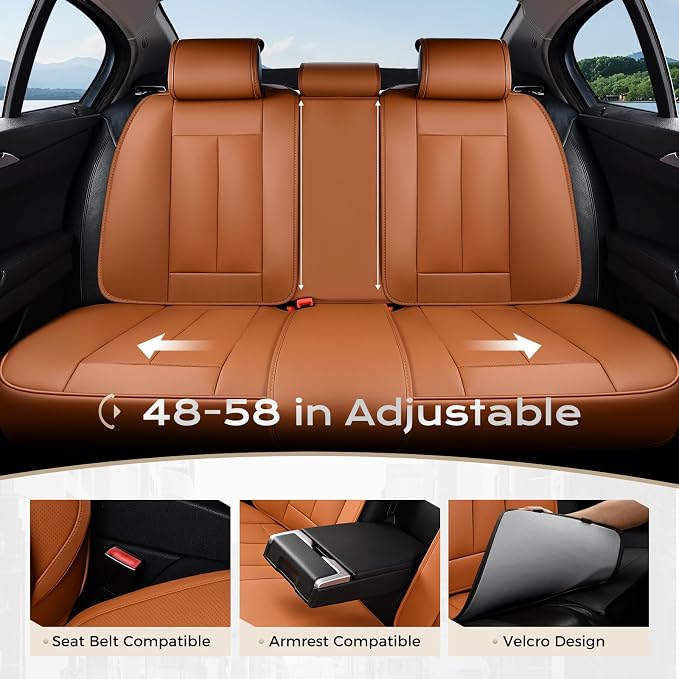 Coverado Seat Covers, Car Seat Covers Full Set, Leather Seat Covers for Cars, Car Seat Protector, Orange Car Seat Covers Front Seats and Back Seats Universal Fit for Most Cars