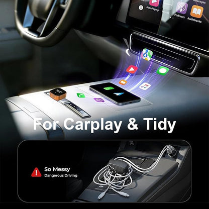 Wireless CarPlay Adapter for Apple iPhone & Android Auto, 2-in-1 Mini CarPlay Adapter Convert Wired to Wireless Dongle, Plug & Play, No Delay, BT 5.4, 2.4G/5G WiFi