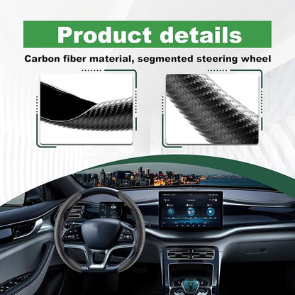 2pcs Carbon Fiber Anti-Skid Steering Wheel Cover, Anti-Skid Steering Wheel Cover/Segmented Steering Wheel Protector/Car Interior Accessories for Men/Women - Durable(Black)
