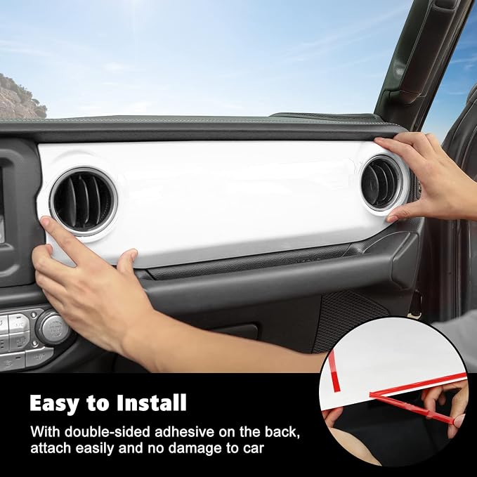 RT-TCZ Center Console Trim Cover Dashboard Control Panel Cover Decorative Interior Accessories for Jeep Wrangler JL JLU & Gladiator JT 2018-2022,White