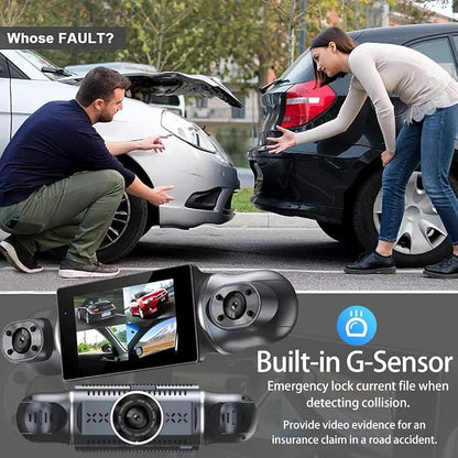 4 Channel Dash Cam Front and Rear Inside Back 360° FHD 2K Dash Camera for Cars, WiFi, GPS, G-Sensor, WDR 24/7 Parking Mode, 170° Wide Angle, Loop Recording, Night Vision, APP, with 64GB Card