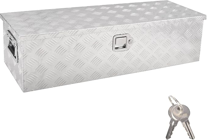 39 Inch Aluminum Tool Box,Heavy Duty Waterproof Truck Bed Tool Box with Side Handle, Lock & Keys,Silver (39"X13"X10")