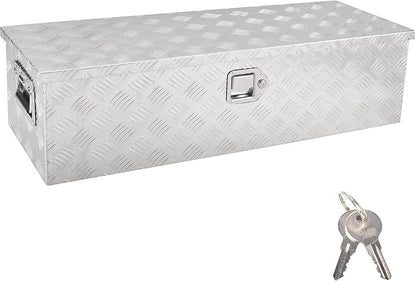 39 Inch Aluminum Tool Box,Heavy Duty Waterproof Truck Bed Tool Box with Side Handle, Lock & Keys,Silver (39"X13"X10")