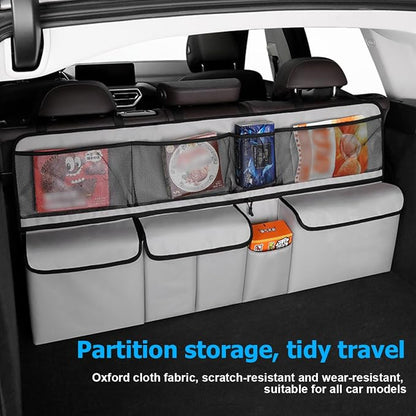 Mandark Car Trunk Organizer, Large Capacity Vehicle Backseat Hanging Storage Bag with 9 Pocekt, Space Saving Auto Seat Back Cargo Organizing Accessories, Universal for SUV, Truck, Van (Gray)