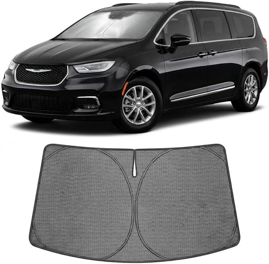 Proadsy Windshield Sun Shade Custom Fit Chrysler Pacifica Minivan 2017-2026 Ice Crystal Black Front Window Sunshade UV and Heat Blocker Foldable Visor Keeps Car Cooler for Summer Parking and Daily Use