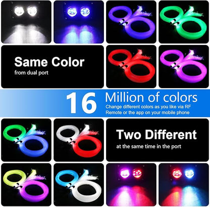 AZIMOM Dual Color 20w Twinkle Fiber Optic Starlight Headliner Kits 900pcs 0.03in 9.8ft, RGB Meteor Shooting Star, Sound Activated Remote APP Control Home Car Ceiling Décor