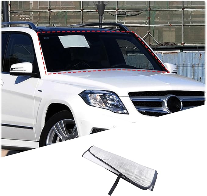 Windshield Sun Shade Compatible with Mercedes-Benz GLK X204 2013-2015 Foldable Front Windshield Sunshade Protector, Block UV Rays Keep Your Car Cooler