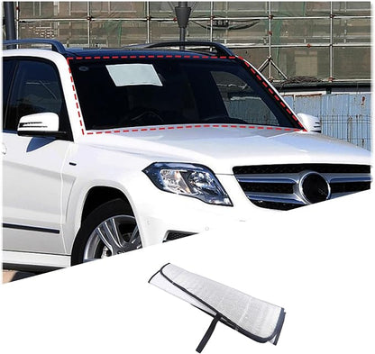 Windshield Sun Shade Compatible with Mercedes-Benz GLK X204 2013-2015 Foldable Front Windshield Sunshade Protector, Block UV Rays Keep Your Car Cooler