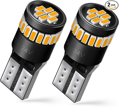 AUXITO 194 LED Bulb Amber Yellow 168 2825 W5W T10 Wedge 24-SMD 3014 Chipsets Replacement Bulbs for Car Dome Map License Plate Courtesy Step Lights (Pack of 2)