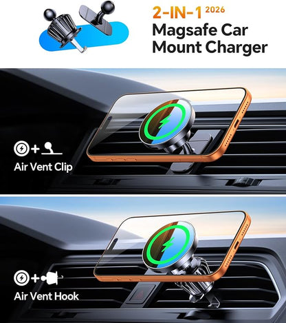Kaistyle for MagSafe Car Mount Charger【Stronger Magnets】Magnetic Wireless Car Charger with Dashboard Pad Mounting Phone Holders for Your Car Accessories for Women Men Car Mount for iPhone 17 16 15 14