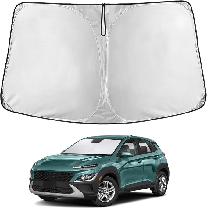 EcoNour Windshield Sunshade Compatible for Hyundai Kona 2018-2021 2022 2023, Sun Visor for Front Windshield & Window Sun Shade Cover, UV Heat Blocker & Protector, Car Accessories