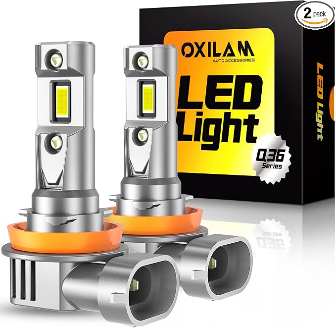 OXILAM H11 H8 H9 LED Bulb, 900% Ultra-Brightness, 5 Min Quick Install, 70000 Hours Lifespan, No Flicker, Plug and Play, Pack of 2
