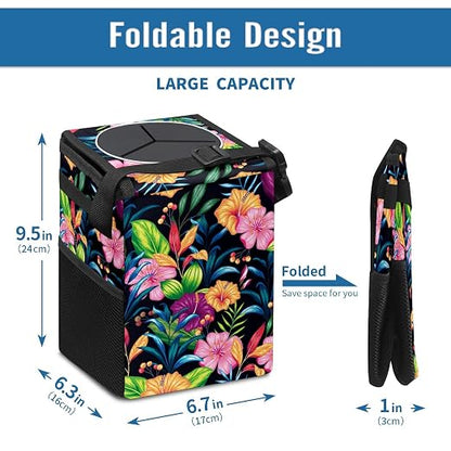 Car Trash Can – Multi-Purpose, Lightweight and Portable with Durable Water-Resistant Coating, No Installation Required, Practical and Ample Capacity, Variety of Colors.Rose Flower