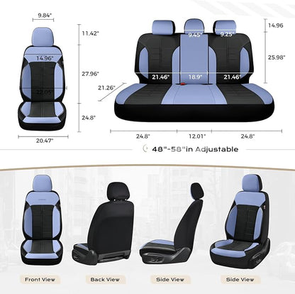 Coverado Leather Car Seat Covers, Waterproof Front Seat Covers 2 Pack, Blue & Black Full Coverage Automotive Seat Cushion Protectors, Universal Fit for Cars SUV Trucks