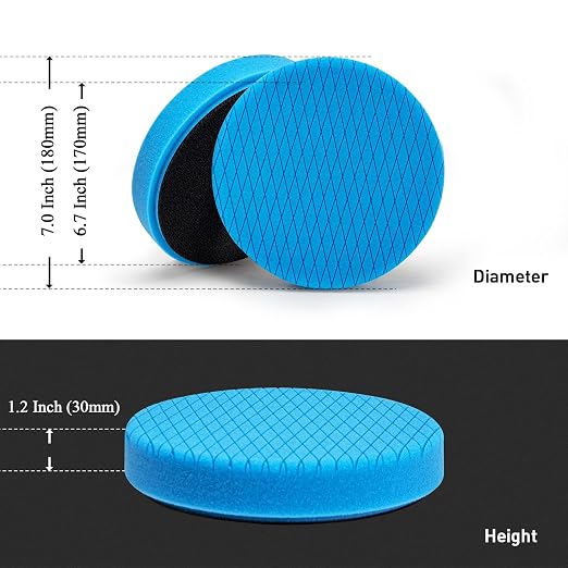 Autolock 7" Buffing Polishing Pads, 6 Pcs 7 Inch 180mm Face for 6.7 Inch Backing Plate, Compound Buffing Sponge and Woolen Pads, Cutting Polishing Pad Kit for Car Buffer Compounding, Polish and Wax