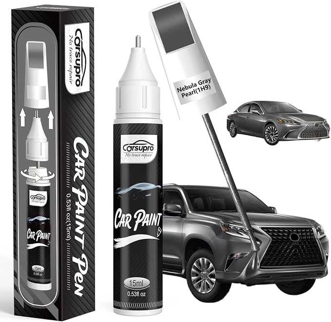 Nebula Gray Pearl(1H9) for Lexus Touch Up Paint Pen, 2 in 1 Car Scratch Remover with Pen Tip and Brush, Precise Color Match for Car Paint Scratch Repair, Quickly and Easily Fix Chips and Nicks