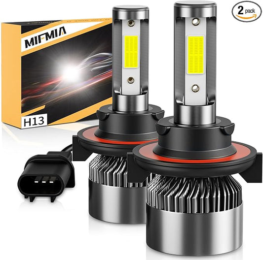 𝖧𝟣𝟥/𝟫𝟢𝟢𝟪 Bulbs 800% Brightness 40000LM 6500K White, Backup Non-Polarity Plug and Play with Fan, IP68 Waterproof Off-Road Lights, Pack of 2
