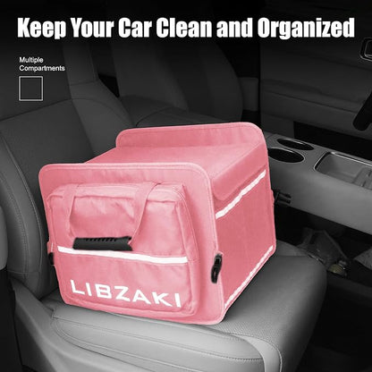 LIBZAKI Car Trunk Storage Organizer, Collapsible Trunk Storage Box for Car Truck SUV-Pink