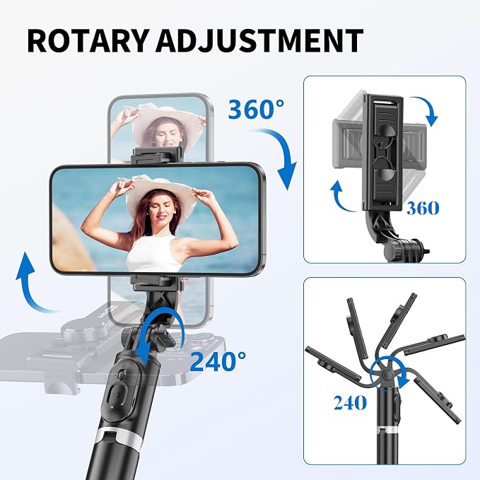 Selfie Stick Tripod, All in One Extendable & Portable iPhone Tripod Selfie Stick with Wireless Remote Compatible with iPhone 17 16 15 14 13 12 pro Xs Max, Galaxy Note10/S20/S10/OnePlus 9/9 PRO etc