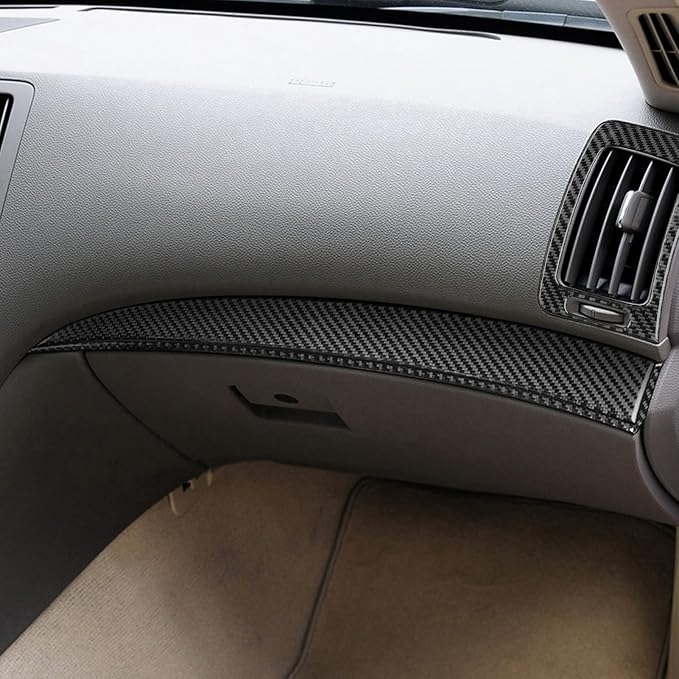 NVCNX Real Carbon Fiber for Infiniti G37 2011 2012 2013 Coupe Sedan Convertible Interior Trim Kit Accessories Cover Decal Set Air Vent Gear Shift Panel Center Console Black/Red 23PCs