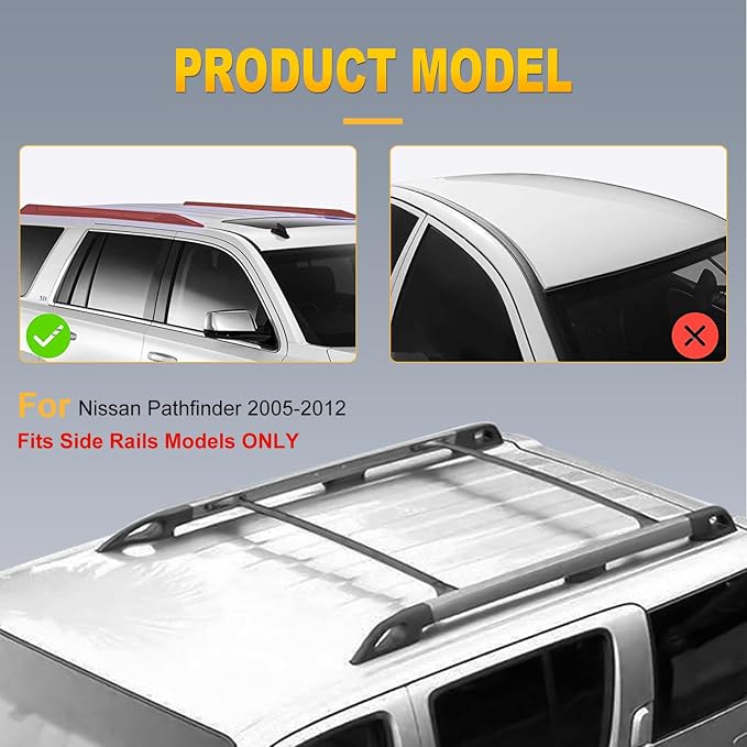 OCPTY Roof Rack Cross Bars Fit for Nissan Pathfinder 2005 2006 2007 2008 2009 2010 2011 2012 Cargo Bars for Cargo Carrier Bag Luggage Kayak Canoe Bike Snowboard Skiboard