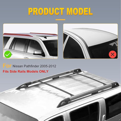 OCPTY Roof Rack Cross Bars Fit for Nissan Pathfinder 2005 2006 2007 2008 2009 2010 2011 2012 Cargo Bars for Cargo Carrier Bag Luggage Kayak Canoe Bike Snowboard Skiboard