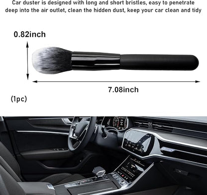 Ziciner 2 PCS Car Detailing Brush, Curved Soft Bristles Auto Removal Dust Collectors, Universal Vehicle Dashboard, Air Conditioner Vents etc Interior Cleaning Tool Accessory (Long-Black/White)