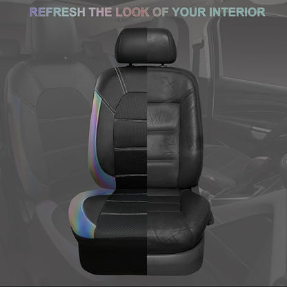 CAR PASS Leather seat Covers,Automotive Universal Sport car seat Cover Super 5mm Composite Sponge Inside,Airbag Compatible fits Most SUVs, Trucks,and Vans (Full Set,Chameleon Iridescent Reflective)