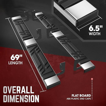 DNA Motoring 6.5" Flat Running Boards Side Step Nerf Rails Bars Compatible with 2004-2014 Ford F150, Fits Standard Cab Models, STEPB-U-F15004-T1-S