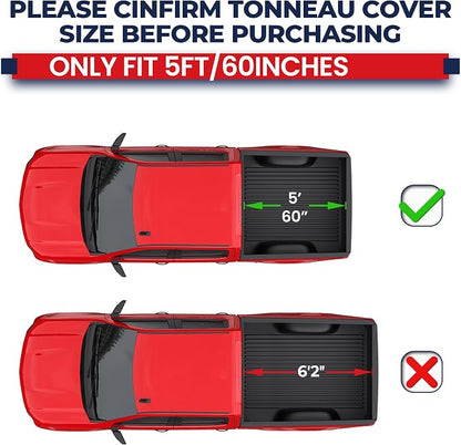 MOSTPLUS Tri-FOLD 5 FT Truck Tonneau Cover Compatible for 2015-2024 2025 Chevy Colorado/Compatible for 2015-2024 GMC Canyon Fleetside