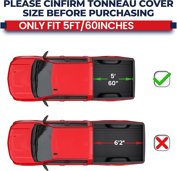 MOSTPLUS Truck Bed Tonneau Cover Compatible for Chevy Colorado 2015-2025/Compatible for GMC Canyon 2015-2025 (4-Fold Hard 5'' FT 60 inch Low Profile Bed Cover)