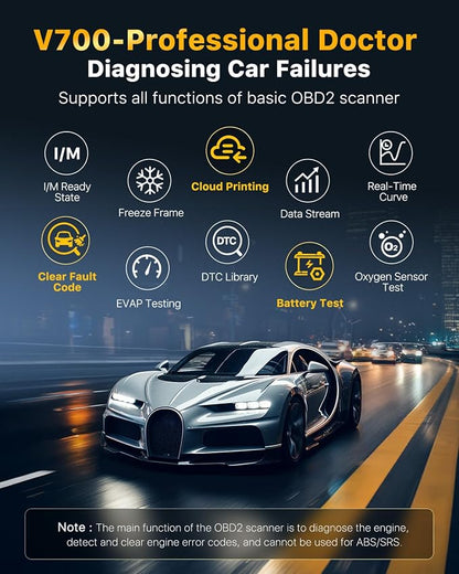 OBD2 Scanner Car Code Reader Support Voltage Test Plug and Play Fixd Car CAN Diagnostic Scan Tool Read and Clear Engine Error Codes for All OBDII Protocol Vehicles Since 1996（Yellow）