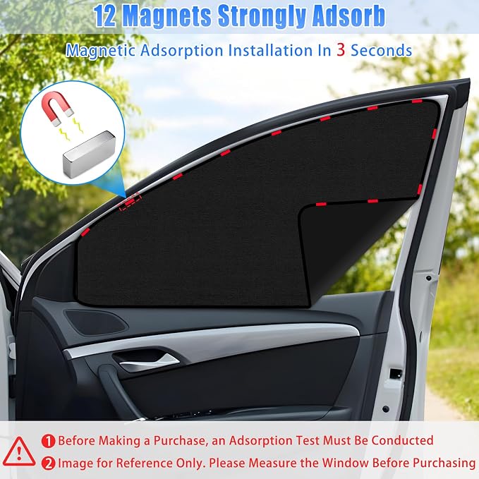 ZATOOTO Car Window Shades for Front Side Window Suede Sun Shade for Privacy, 2PCS Side Window Curtains UV Protection, Car Window Cover for Block Out Light for Camping, Sleeping, Cloth Changing