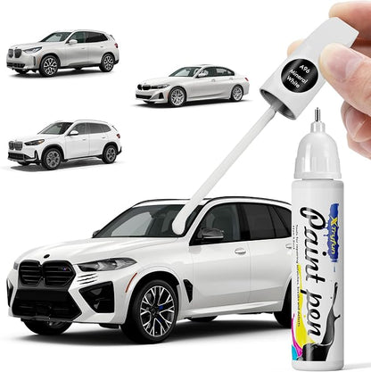 A96 Mineral White Touch Up Paint Compatible with BMW, DIY Car Paint Scratch Repair, Quick & Easy Fix Automotive Scratch Repair for X1/X2/X3/X4/X5/X6/X7/2 3 4 5 7 8 Series/iX/Z4/M3/M5/M8