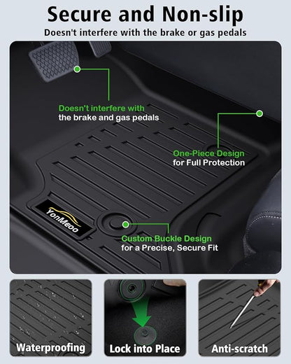 Floor Mats for 2014-2018 Chevy Silverado/GMC Sierra 1500 Crew Cab & 2015-2019 Silverado/Sierra 2500 HD/3500 HD Crew Cab,All Weather TPE Floor Liners Custom Fit for Chevy Silverado Full Set Car Mats