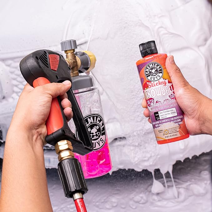 Chemical Guys CWS21516 Sticky Snowball Ultra Snow Foam Car Wash Soap (Works with Foam Cannons or Bucket Washes) Safe for Cars, Trucks, Motorcycles, RVs & More 16 fl oz, Cherry Scent