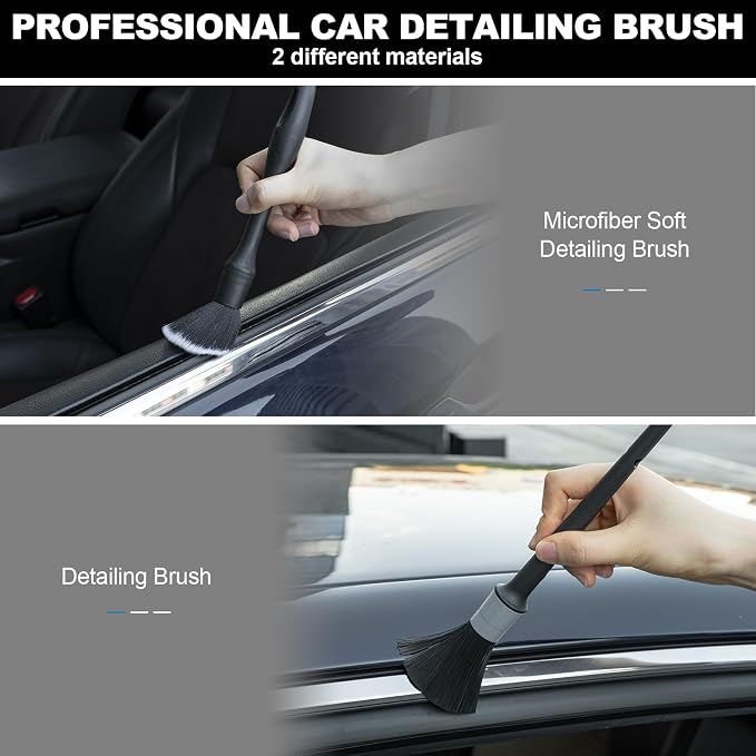 THINKWORK Car Interior Cleaning Kit, Car Duster Interior Detail Brush, Including 6Pcs Car Detailing Brush Set, Complete Auto Accessories for Women Men Gift