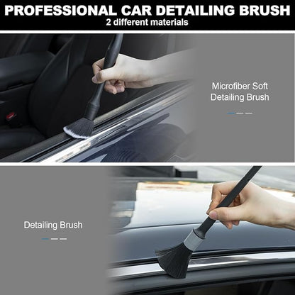 THINKWORK Car Interior Cleaning Kit, Car Duster Interior Detail Brush, Including 6Pcs Car Detailing Brush Set, Complete Auto Accessories for Women Men Gift
