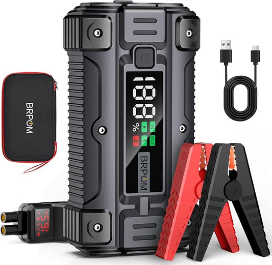 Car Jump Starter, 8000A Peak (Up to All Gas or 10.0L Diesel Engine, 50 Times) 12V Auto Booster Battery Charger Jump Box with Quick Charger Smart Jump Cables with LED Screen