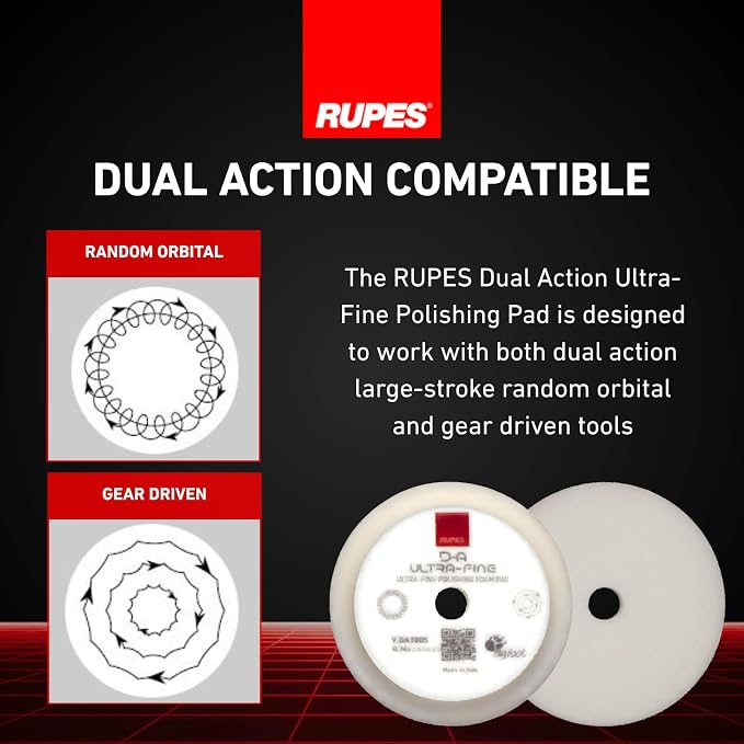 RUPES 9.DA100S Pack of 24 White D-A Ultra-Fine Polishing Foam Pads 100mm | Ideal for Paint Correction & Gloss Enhancement | Extremely Fine Defect Removal | Compatible with 4" Backing Plate